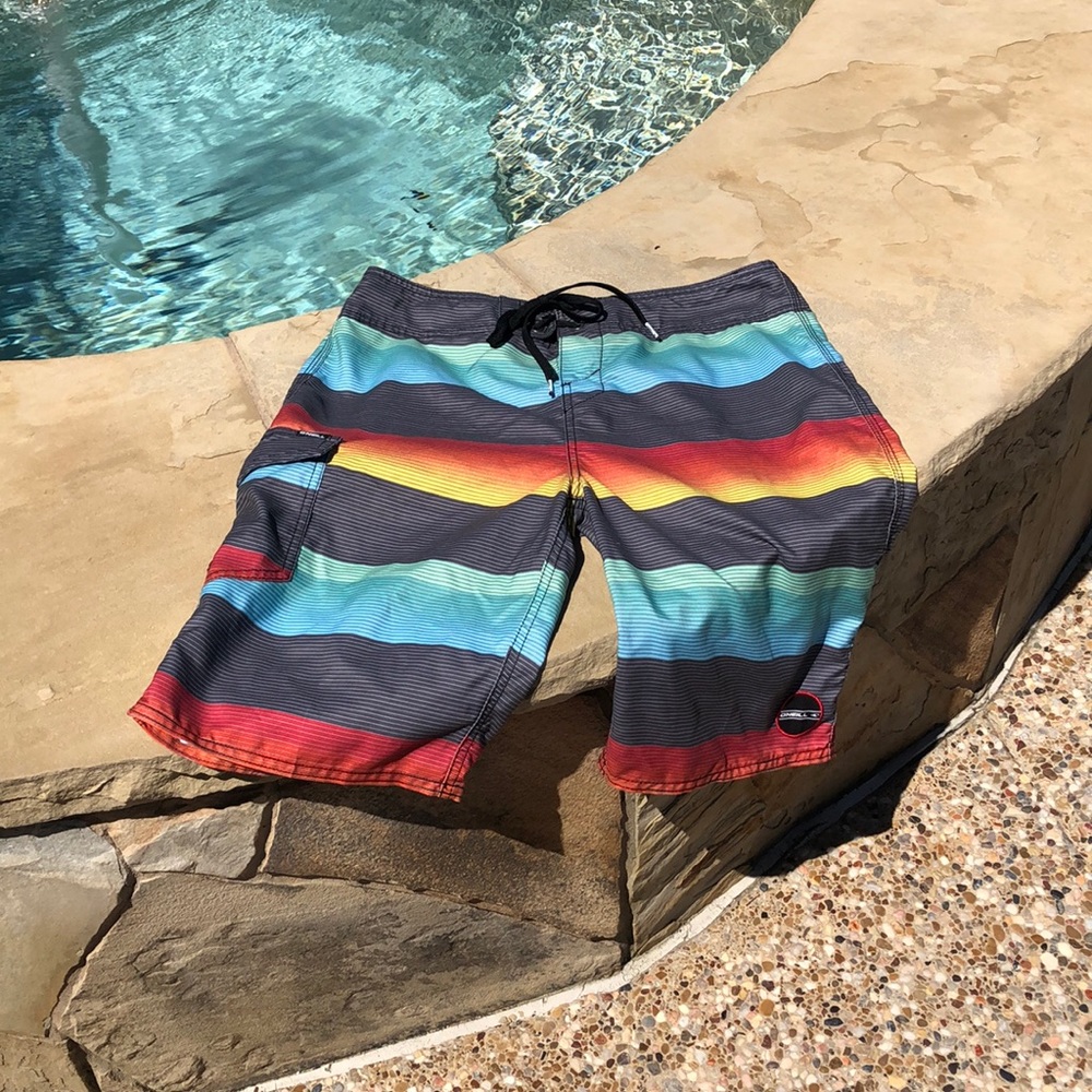 O’Neill striped swimsuit board shorts men’s sz 30